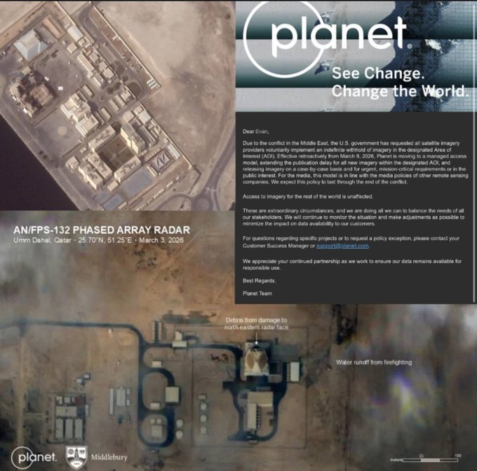 美国禁止发布指定区域内的卫星影像  第1张